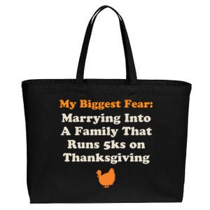 Funny Thanksgiving Running Turkey Trot Marrying Into Family Gift Cotton Canvas Jumbo Tote