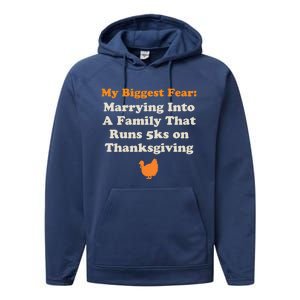 Funny Thanksgiving Running Turkey Trot Marrying Into Family Gift Performance Fleece Hoodie