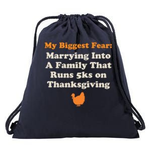 Funny Thanksgiving Running Turkey Trot Marrying Into Family Gift Drawstring Bag