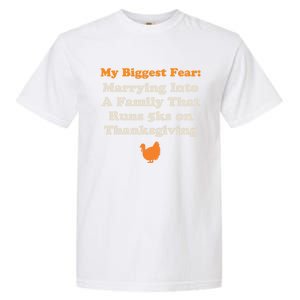 Funny Thanksgiving Running Turkey Trot Marrying Into Family Gift Garment-Dyed Heavyweight T-Shirt