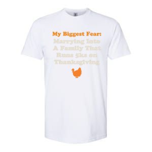 Funny Thanksgiving Running Turkey Trot Marrying Into Family Gift Softstyle CVC T-Shirt