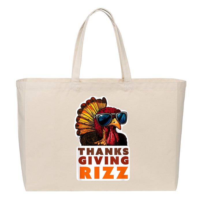 Funny Thanksgiving Rizz Cool Turkey Awesome Fun Cotton Canvas Jumbo Tote