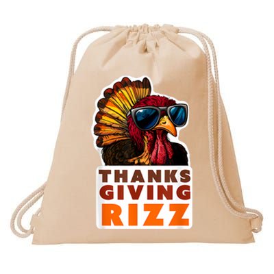 Funny Thanksgiving Rizz Cool Turkey Awesome Fun Drawstring Bag