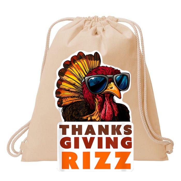 Funny Thanksgiving Rizz Cool Turkey Awesome Fun Drawstring Bag