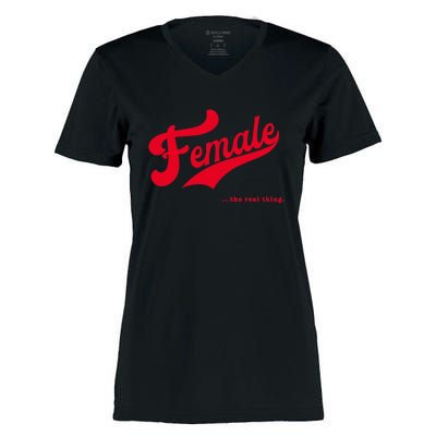 Female The Real Thing Wo Retro Feminism Proud Women's Momentum V-Neck T-Shirt