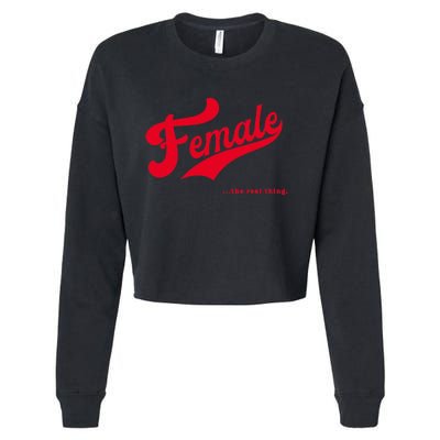 Female The Real Thing Wo Retro Feminism Proud Cropped Pullover Crew