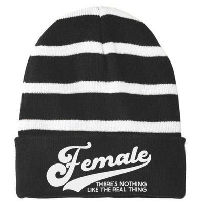 Female The Real Thing Striped Beanie with Solid Band