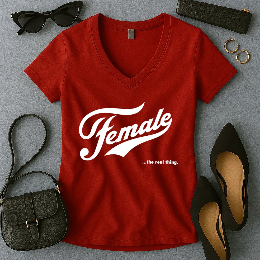 Female The Real Thing Women's V-Neck T-Shirt