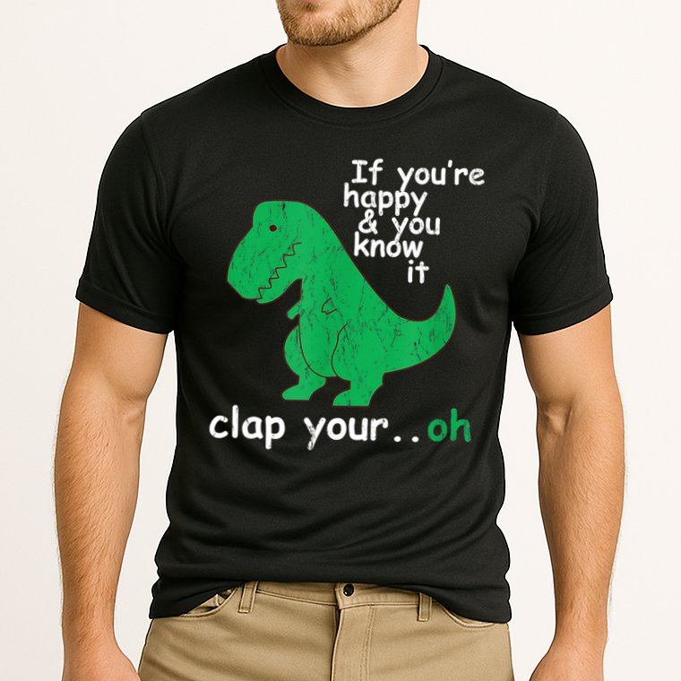 Funny T Rex If You're Happy Gift And You Know It Clap Your Oh Gift Performance Shirt