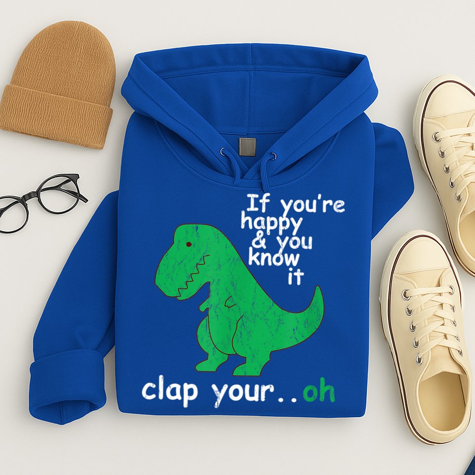 Funny T Rex If You're Happy Gift And You Know It Clap Your Oh Gift Hoodie