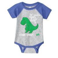 Funny T Rex If You're Happy Gift And You Know It Clap Your Oh Gift Infant Baby Jersey Bodysuit