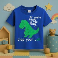 Funny T Rex If You're Happy Gift And You Know It Clap Your Oh Gift Toddler T-Shirt
