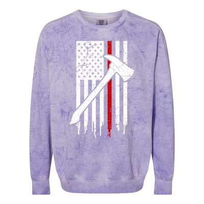 Firefighter Thin Red Line American Flag Gift Colorblast Crewneck Sweatshirt