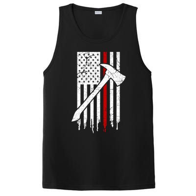 Firefighter Thin Red Line American Flag Gift PosiCharge Competitor Tank