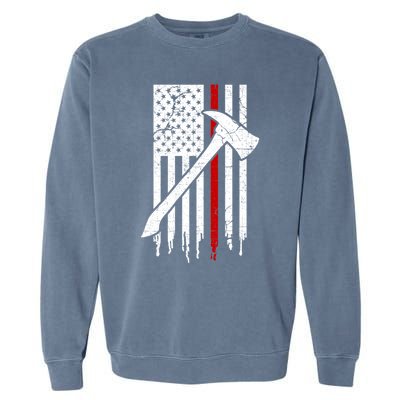 Firefighter Thin Red Line American Flag Gift Garment-Dyed Sweatshirt