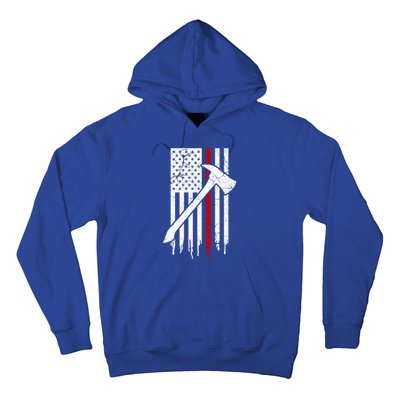 Firefighter Thin Red Line American Flag Gift Hoodie