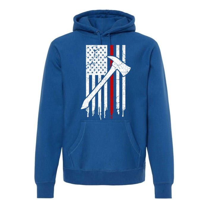 Firefighter Thin Red Line American Flag Gift Premium Hoodie