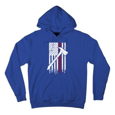 Firefighter Thin Red Line American Flag Gift Tall Hoodie