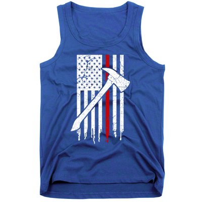 Firefighter Thin Red Line American Flag Gift Tank Top