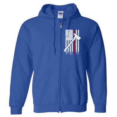 Firefighter Thin Red Line American Flag Gift Full Zip Hoodie