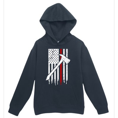 Firefighter Thin Red Line American Flag Gift Urban Pullover Hoodie