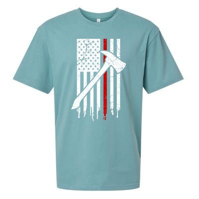 Firefighter Thin Red Line American Flag Gift Sueded Cloud Jersey T-Shirt