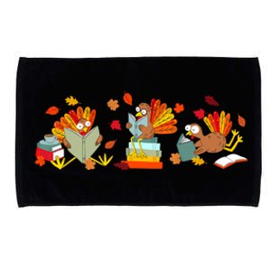 Funny Turkey Reading Book Librarian Bookworm Thanksgiving Microfiber Hand Towel