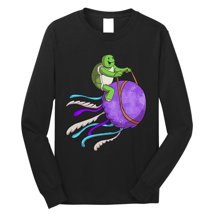 Funny Turtle Riding Jellyfish Sea Turtle, Hawaii Long Sleeve Shirt