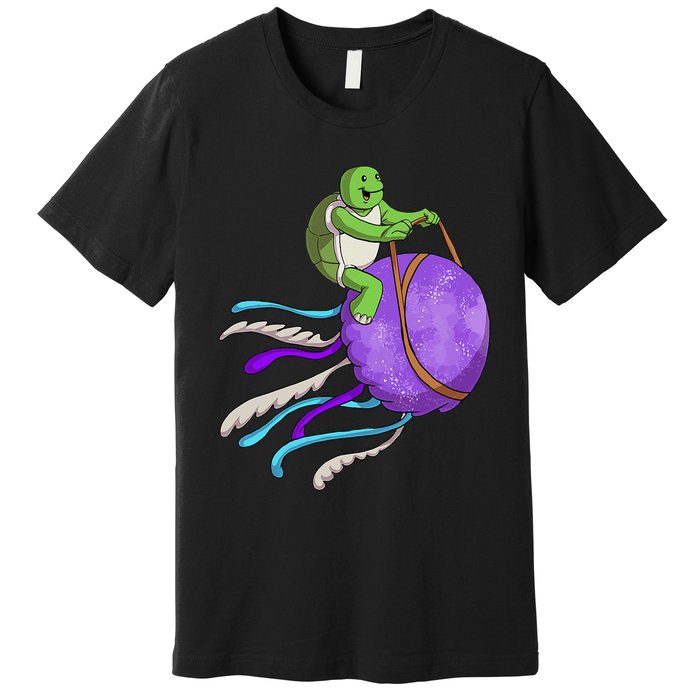 Funny Turtle Riding Jellyfish Sea Turtle, Hawaii Premium T-Shirt