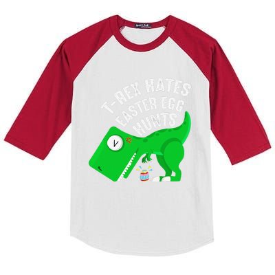 Funny T Rex Dinosaur Easters Kids Colorblock Raglan Jersey