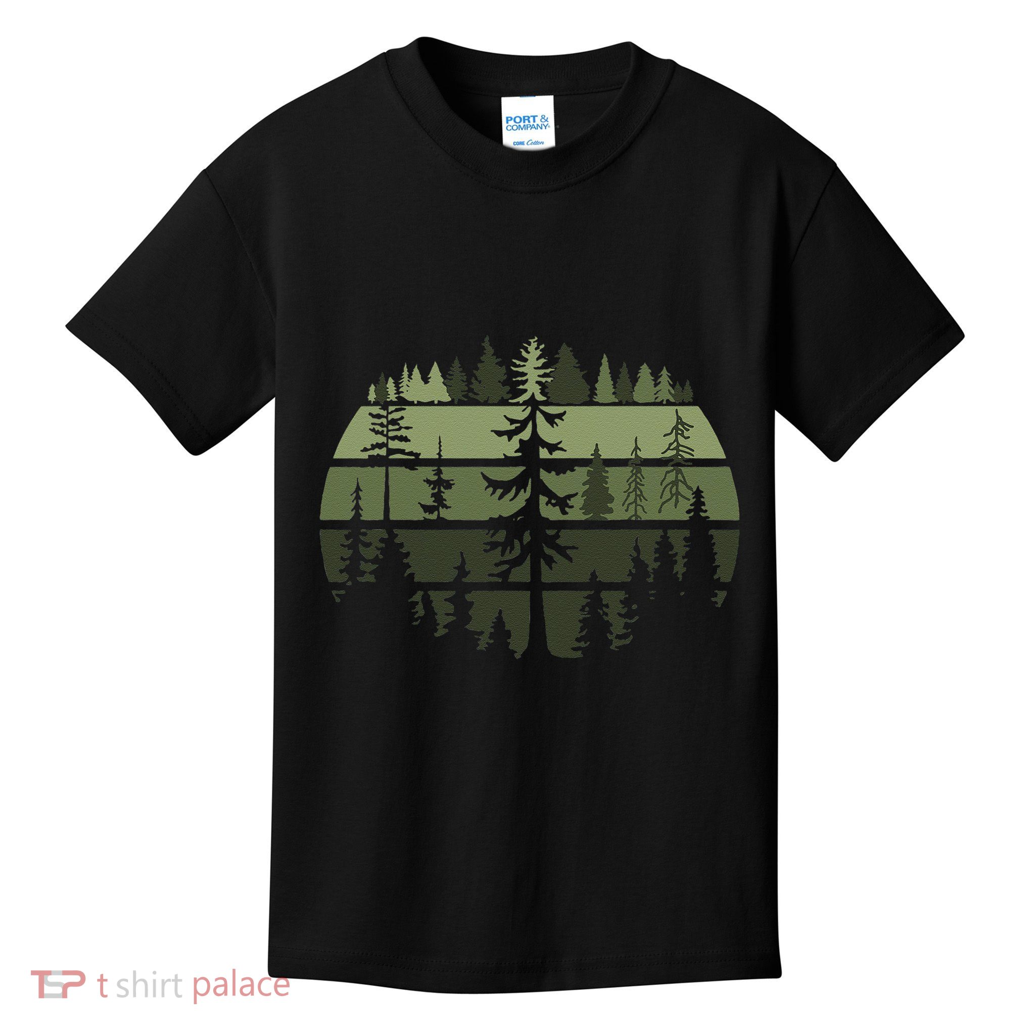 Forest Trees Retro Wildlife Nature Outdoors Kids T-Shirt