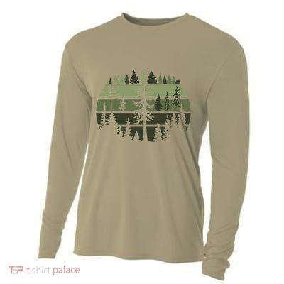 Forest Trees Retro Wildlife Nature Outdoors Cooling Performance Long Sleeve Crew