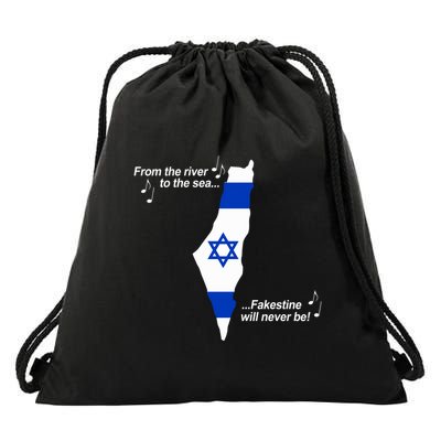 From The River To The Sea Fakestine Will Never Be Israel Drawstring Bag