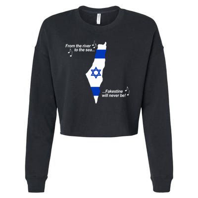 From The River To The Sea Fakestine Will Never Be Israel Cropped Pullover Crew