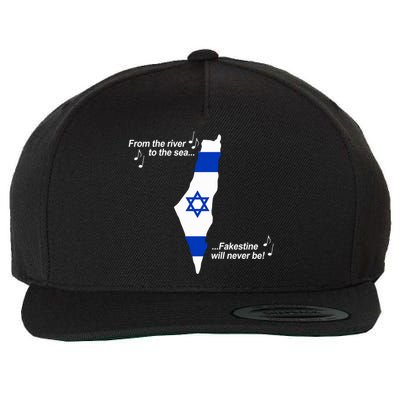 From The River To The Sea Fakestine Will Never Be Israel Wool Snapback Cap