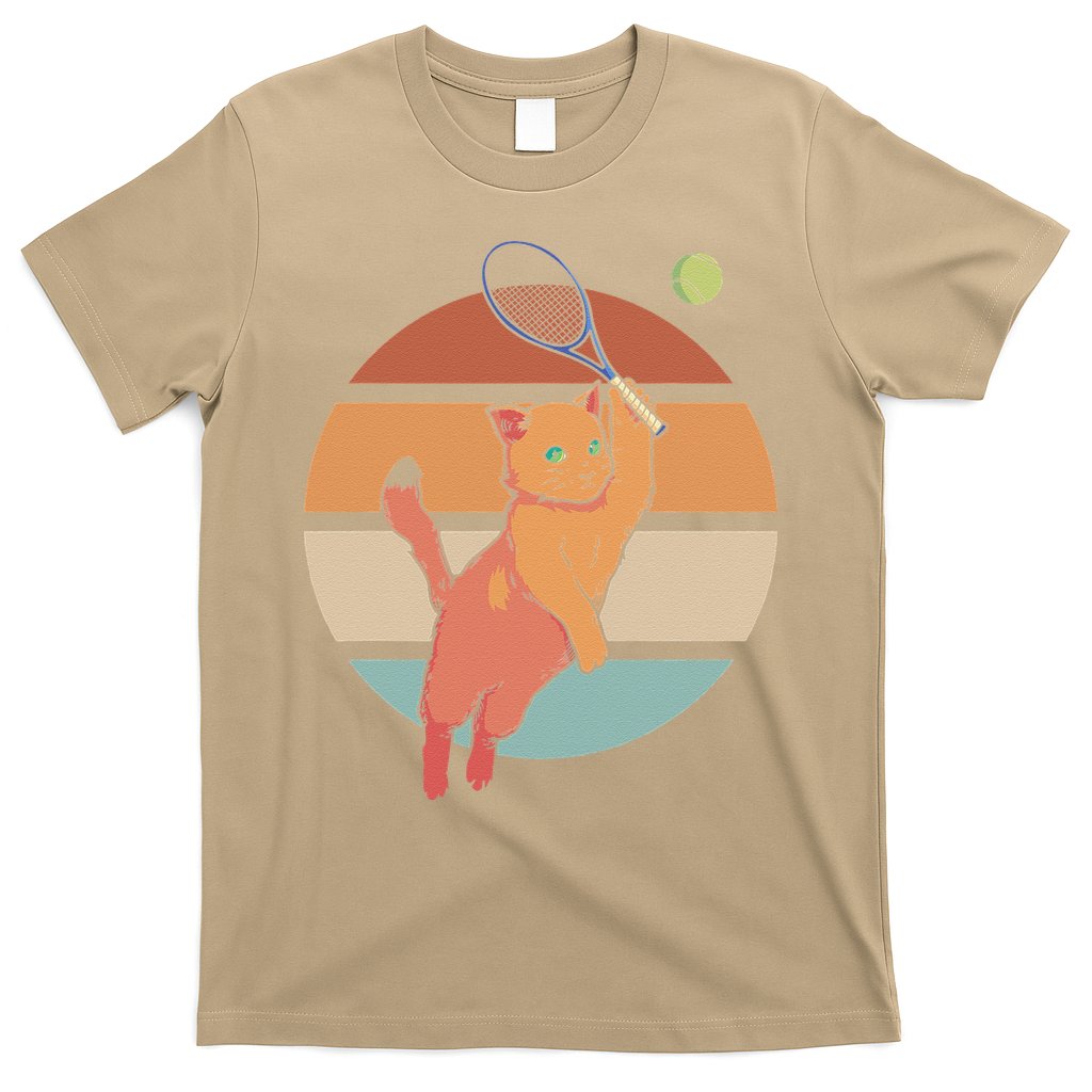 Funny Tennis Racket Cat Playing Tennis T-Shirt