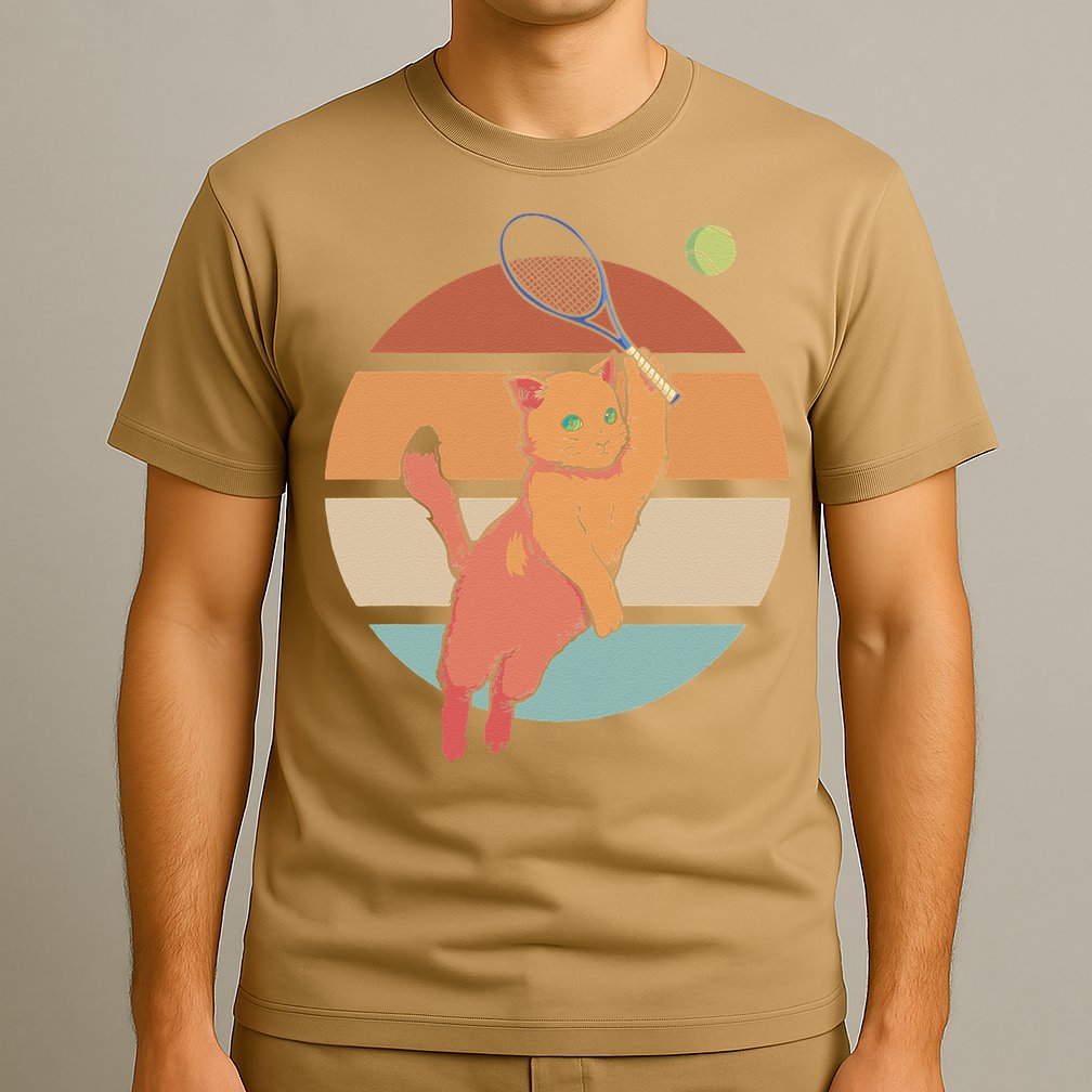 Funny Tennis Racket Cat Playing Tennis T-Shirt