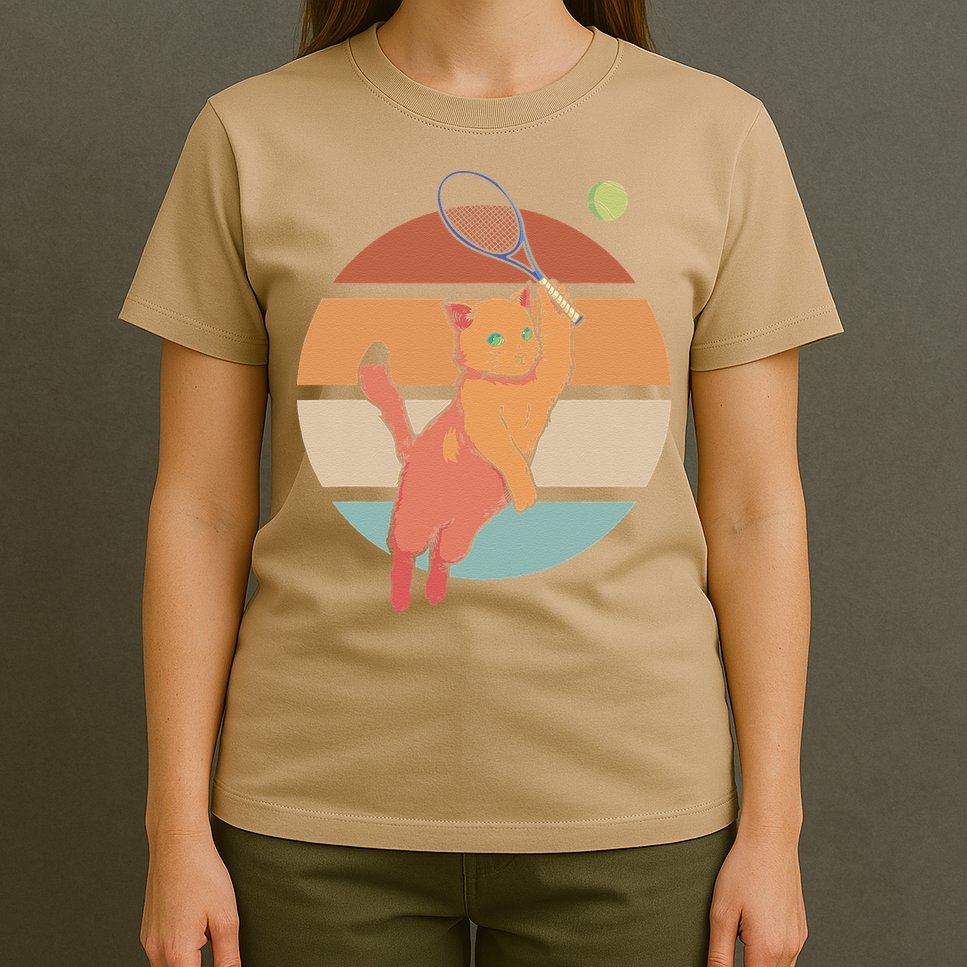 Funny Tennis Racket Cat Playing Tennis T-Shirt