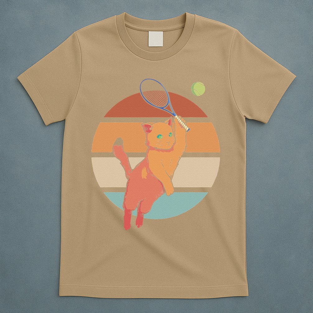 Funny Tennis Racket Cat Playing Tennis T-Shirt