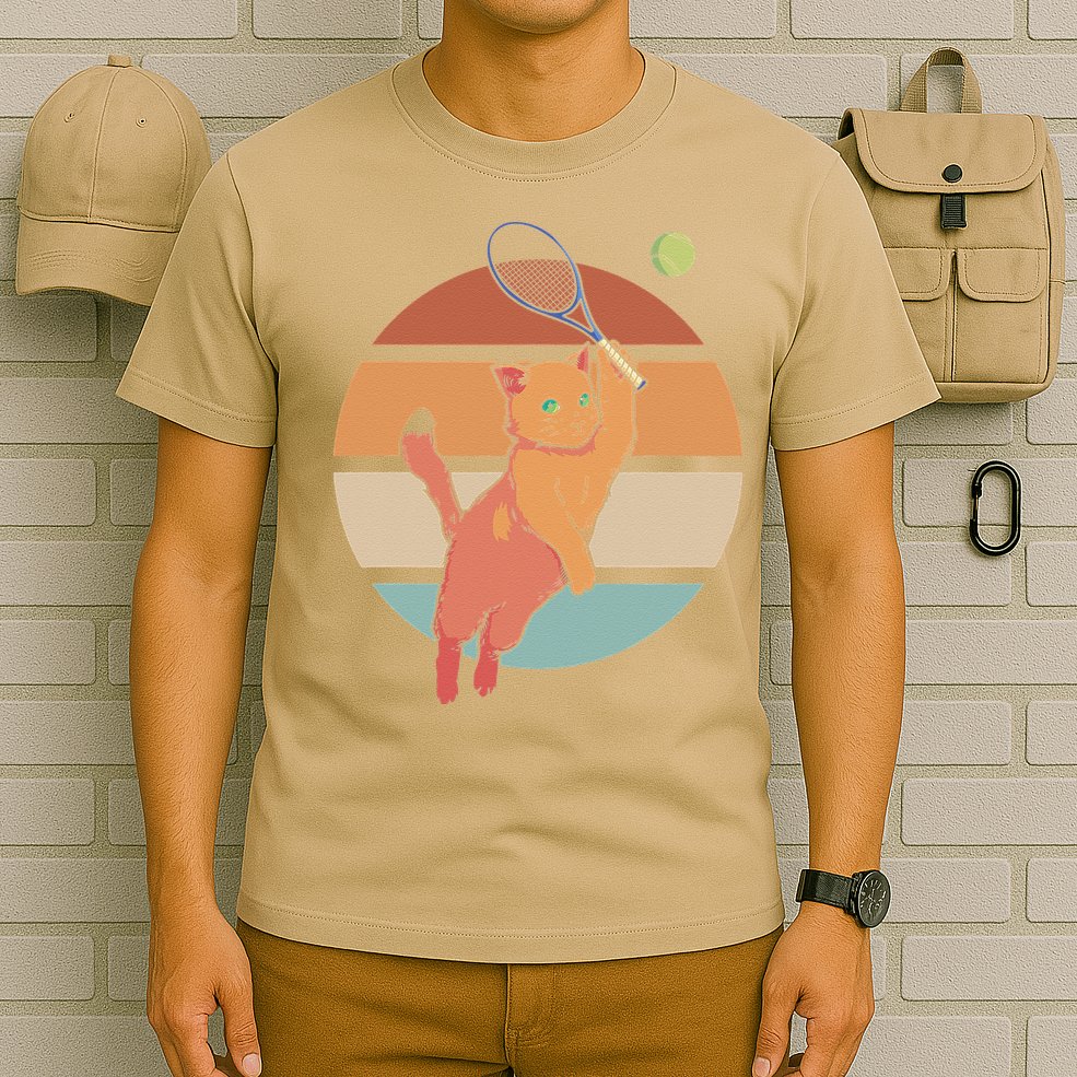 Funny Tennis Racket Cat Playing Tennis T-Shirt