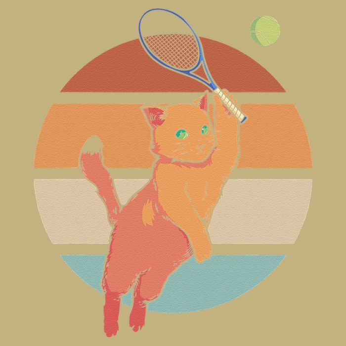 Funny Tennis Racket Cat Playing Tennis T-Shirt