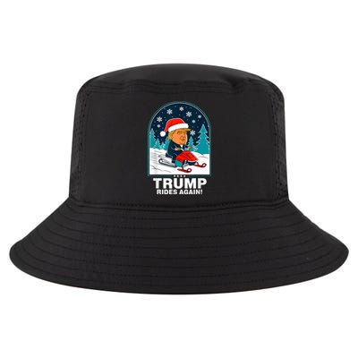 Funny Trump Rides Again Snowmobile Fun Winter 2024 Cool Comfort Performance Bucket Hat