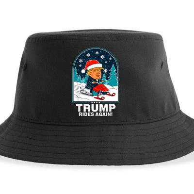 Funny Trump Rides Again Snowmobile Fun Winter 2024 Sustainable Bucket Hat