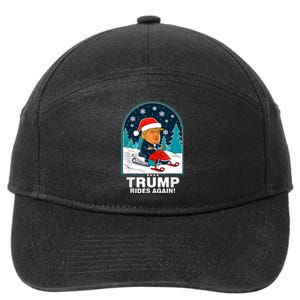 Funny Trump Rides Again Snowmobile Fun Winter 2024 7-Panel Snapback Hat