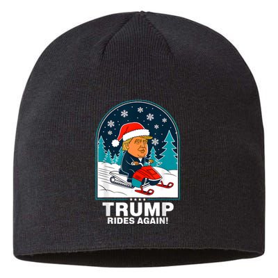 Funny Trump Rides Again Snowmobile Fun Winter 2024 Sustainable Beanie