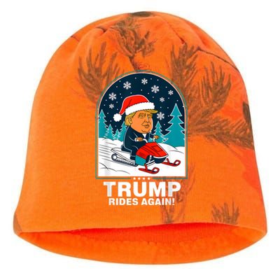 Funny Trump Rides Again Snowmobile Fun Winter 2024 Kati - Camo Knit Beanie