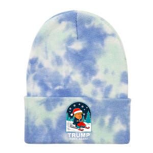 Funny Trump Rides Again Snowmobile Fun Winter 2024 Tie Dye 12in Knit Beanie