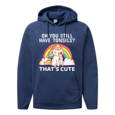 Funny Tonsil Removal Surgery Recovery Gift Tonsillectomy Cat Performance Fleece Hoodie