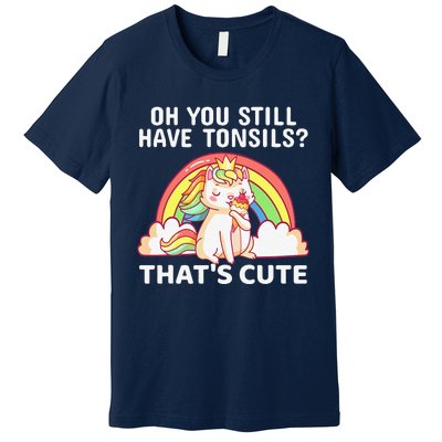 Funny Tonsil Removal Surgery Recovery Gift Tonsillectomy Cat Premium T-Shirt