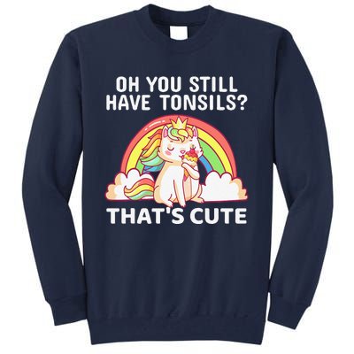 Funny Tonsil Removal Surgery Recovery Gift Tonsillectomy Cat Tall Sweatshirt